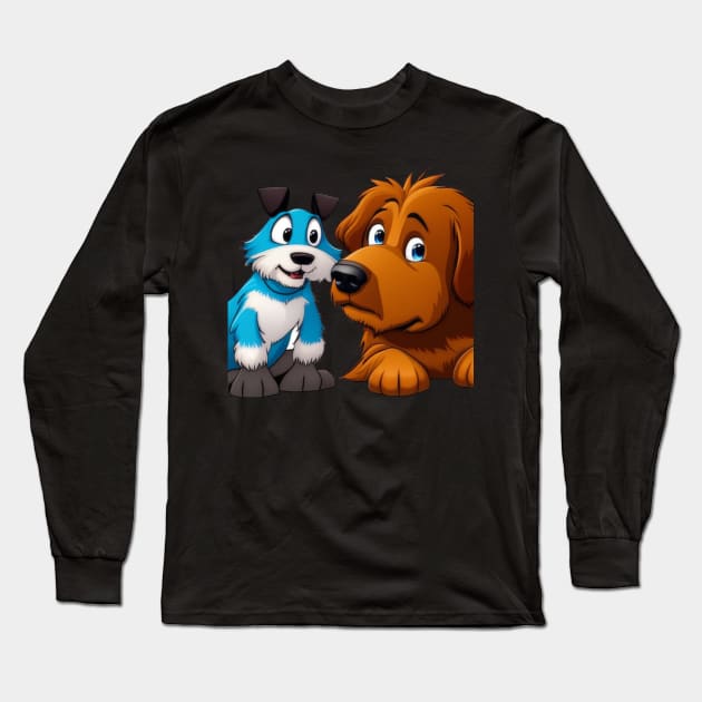 Blue dog brown dog Long Sleeve T-Shirt by SavantArts